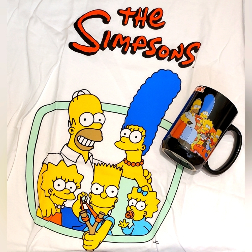 The Simpsons Adult Unisex Short Sleeve T-Shirt XL with 11 oz Simpsons Mug